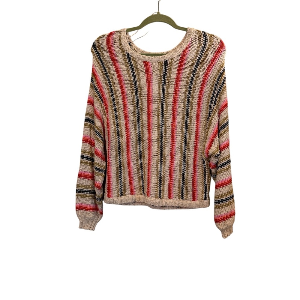 Billabong Women’s Soft Cotton Knit Multi Stripe Beach Surf Casual Sweater sz M